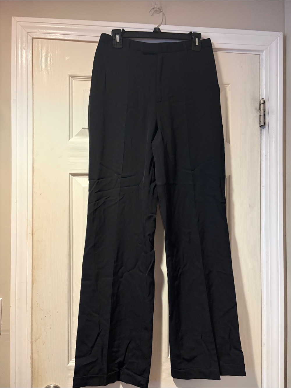 Women's 100% Wool Wide Leg Trousers in Black 8